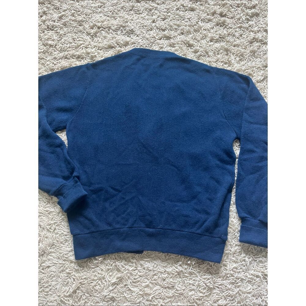 Vintage Christian Dior Monsieur Sweater M Orlon USA Made Logo Cardigan Navy Blue - Picture 8 of 12